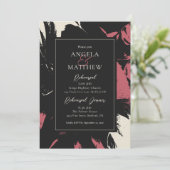 Moderne Abstrakte Magenta Black Einladung (Stehend Vorderseite)