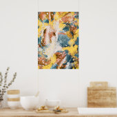 Moderne Abstrakte Malerei Art Mustard Aquamarin Go Poster (Küche)