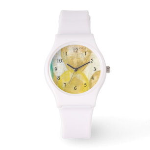 Moderne abstrakte Malerei auf Zeitungspapier Armbanduhr