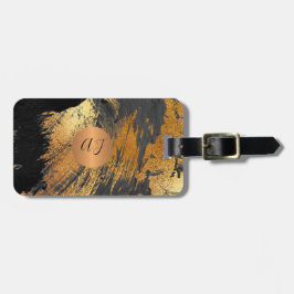 Moderne abstrakte Malerei aus Kupfergold-Monogramm Gepäckanhänger