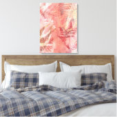 Moderne Abstrakte Malerei Coral Pink Fern Blätter Leinwanddruck (Insitu (Schlafzimmer))