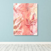 Moderne Abstrakte Malerei Coral Pink Fern Blätter Leinwanddruck (Insitu (Holzboden))