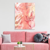 Moderne Abstrakte Malerei Coral Pink Fern Blätter Leinwanddruck (Insitu (Wohnzimmer))