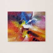 Moderne Abstrakte Malerei Gelbgrün Lila Puzzle (Horizontal)