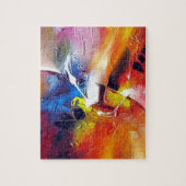 Moderne Abstrakte Malerei Gelbgrün Lila Puzzle (Vertikal)