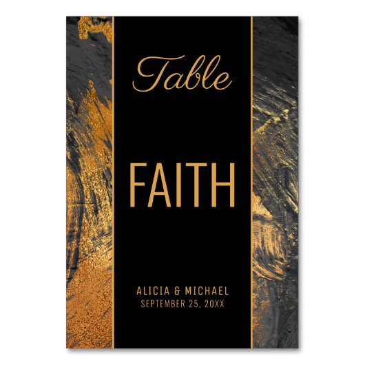 Moderne abstrakte Malerei Gold Skript TEXT Hochzei Tischnummer (Rückseite)