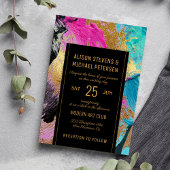 Moderne abstrakte Malerei Goldschrift Dunkle Hochz Einladung