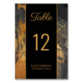 Moderne abstrakte Malerei Goldschrift Dunkle Hochz Tischnummer (Rückseite)