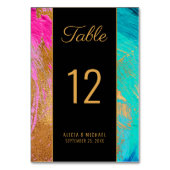 Moderne abstrakte Malerei Goldschrift Dunkle Hochz Tischnummer (Rückseite)