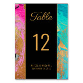 Moderne abstrakte Malerei Goldschrift Dunkle Hochz Tischnummer (Vorderseite)