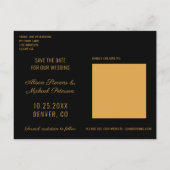 Moderne abstrakte Malerei Goldskript Foto Hochzeit Ankündigungspostkarte (Rückseite)