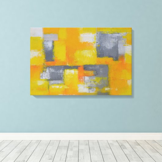 moderne abstrakte Malerei in Graugelb Leinwanddruck (Insitu (Holzboden))