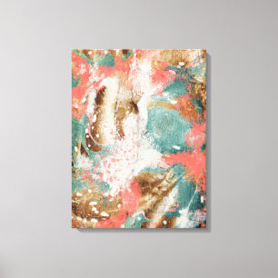 Moderne Abstrakte Malerei Korallen Aquamarin Gold Leinwanddruck