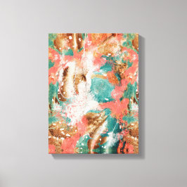 Moderne Abstrakte Malerei Korallen Aquamarin Gold  Leinwanddruck