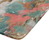 Moderne Abstrakte Malerei Korallen Aquamarin Gold  Schneidebrett (Ecke)