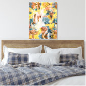 Moderne Abstrakte Malerei Mustard Aquamarin Gold W Leinwanddruck (Insitu (Schlafzimmer))