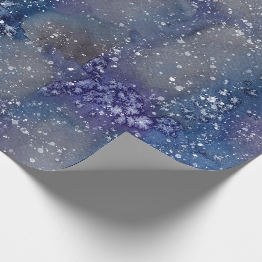 Moderne Abstrakte Malerei Snowy Night Sky Geschenkpapier (Ecke)