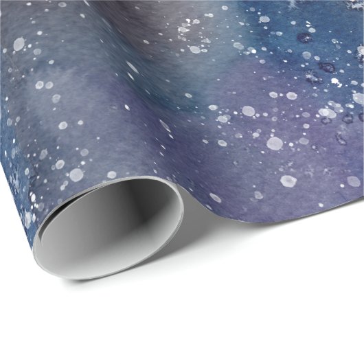 Moderne Abstrakte Malerei Snowy Night Sky Geschenkpapier (Rolleneckpunkt)