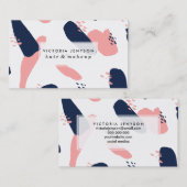 Moderne abstrakte Marineblau Pastellrosa geometris Visitenkarte (Vorne/Hinten)