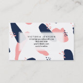 Moderne abstrakte Marineblau Pastellrosa geometris Visitenkarte (Rückseite)