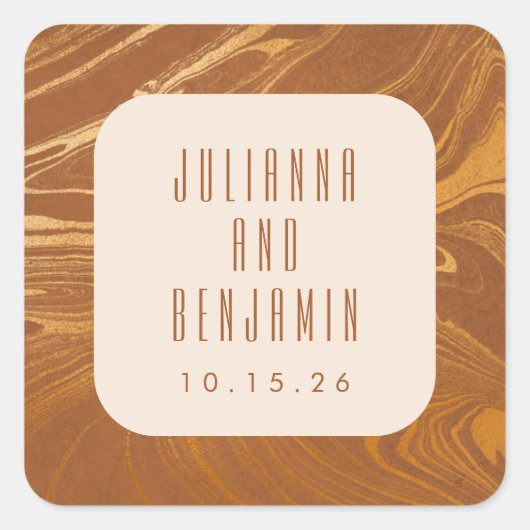 Moderne Abstrakte Marmorschwingel GoldWedelgolden Quadratischer Aufkleber (Vorderseite)