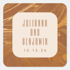 Moderne Abstrakte Marmorschwingel GoldWedelgolden Quadratischer Aufkleber