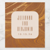 Moderne Abstrakte Marmorschwingel GoldWedelgolden Weinetikett (Einzelnes Label)