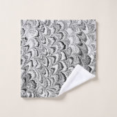 Moderne Abstrakte Marmortextur Schwarz und Weiß Badhandtuch Set (Waschlappen)