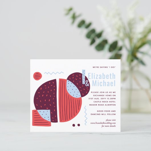 Moderne Abstrakte Maroon Red Blue Wedite (Stehend Vorderseite)