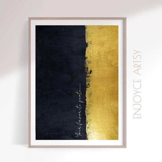 Moderne abstrakte Mauerkunst aus Gold und Schwarz Poster