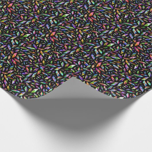 Moderne abstrakte mehrfarbige Diamanten auf schwar Geschenkpapier (Ecke)