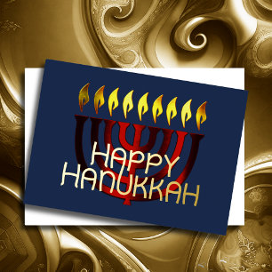 Moderne Abstrakte Menorah Red Folien Feiertagskarte