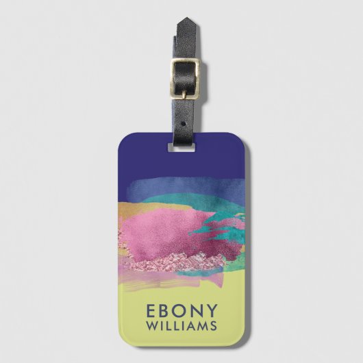 Moderne Abstrakte Metallic Paint Brush Strokes Gepäckanhänger (Vorderseite Vertikal)