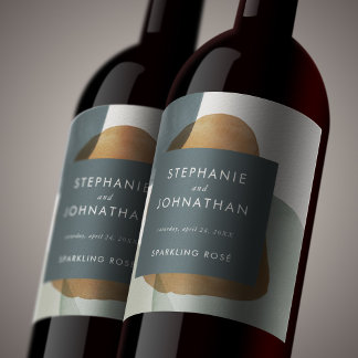 Moderne Abstrakte Minimalistische Wasserfarbenhoch Weinetikett