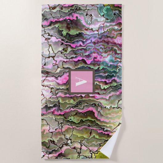 Moderne Abstrakte Monogram Wedding Party Gefallen Strandtuch (Vorderseite)