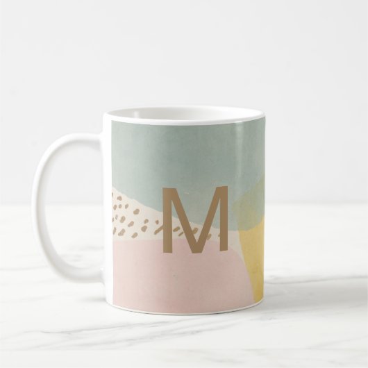 Moderne Abstrakte Monogramm-Farbgebung Kaffeetasse (Links)
