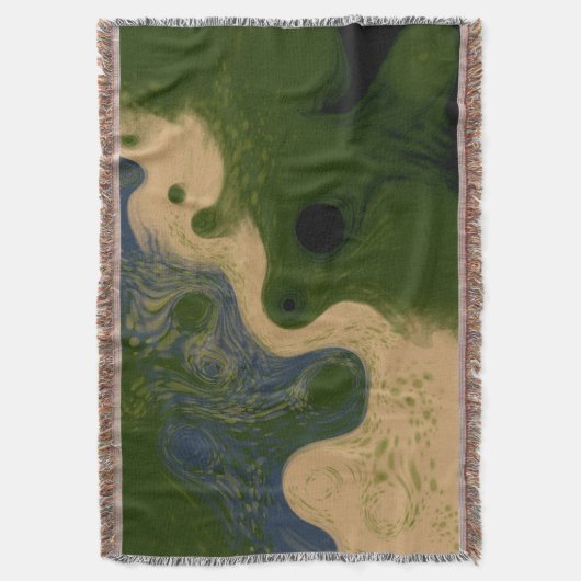 Moderne Abstrakte Mossige Topographie-Wurfdecke Decke (Vorderseite Vertikal)