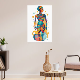 Moderne Abstrakte Mummy Artwork mit hellen Farben Poster