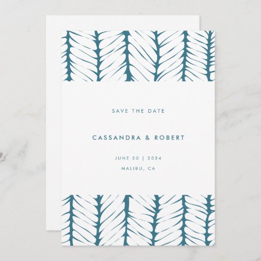Moderne Abstrakte Muster Grafische Aquamarine Hoch Save The Date (Vorne/Hinten)