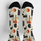 Moderne Abstrakte Muster in Beige und Rot Socken (Oben)