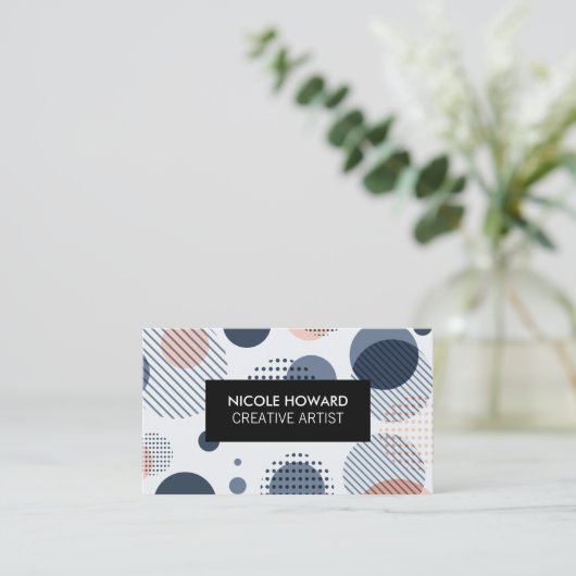 Moderne Abstrakte Muster Schwarzer Rahmen Visitenkarte (Stehend Vorderseite)