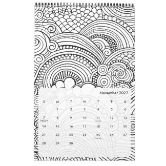 Moderne abstrakte Muster zum Ausmalen Kalender