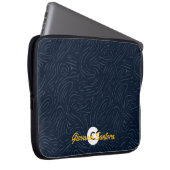 Moderne abstrakte Navy-Muster-Monogramm Laptopschutzhülle (Vorne Rechts)