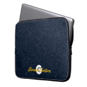 Moderne abstrakte Navy-Muster-Monogramm Laptopschutzhülle (Vorderseite Links)