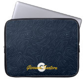 Moderne abstrakte Navy-Muster-Monogramm Laptopschutzhülle (Vorderseite)