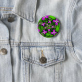 Moderne Abstrakte Neon Pink Green Fraktal Blume Button (Beispiel)