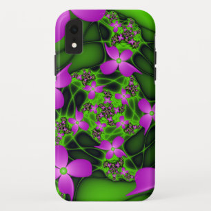 Moderne Abstrakte Neon Pink Green Fraktal Blume Case-Mate iPhone Hülle