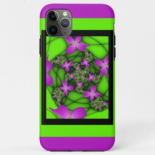 Moderne Abstrakte Neon Pink Green Fraktal Blume Case-Mate iPhone Hülle (Rückseite)