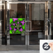 Moderne Abstrakte Neon Pink Green Fraktal Blume Fensteraufkleber (Büro Tür)