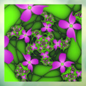 Moderne Abstrakte Neon Pink Green Fraktal Blume Fensteraufkleber (Blatt 3)